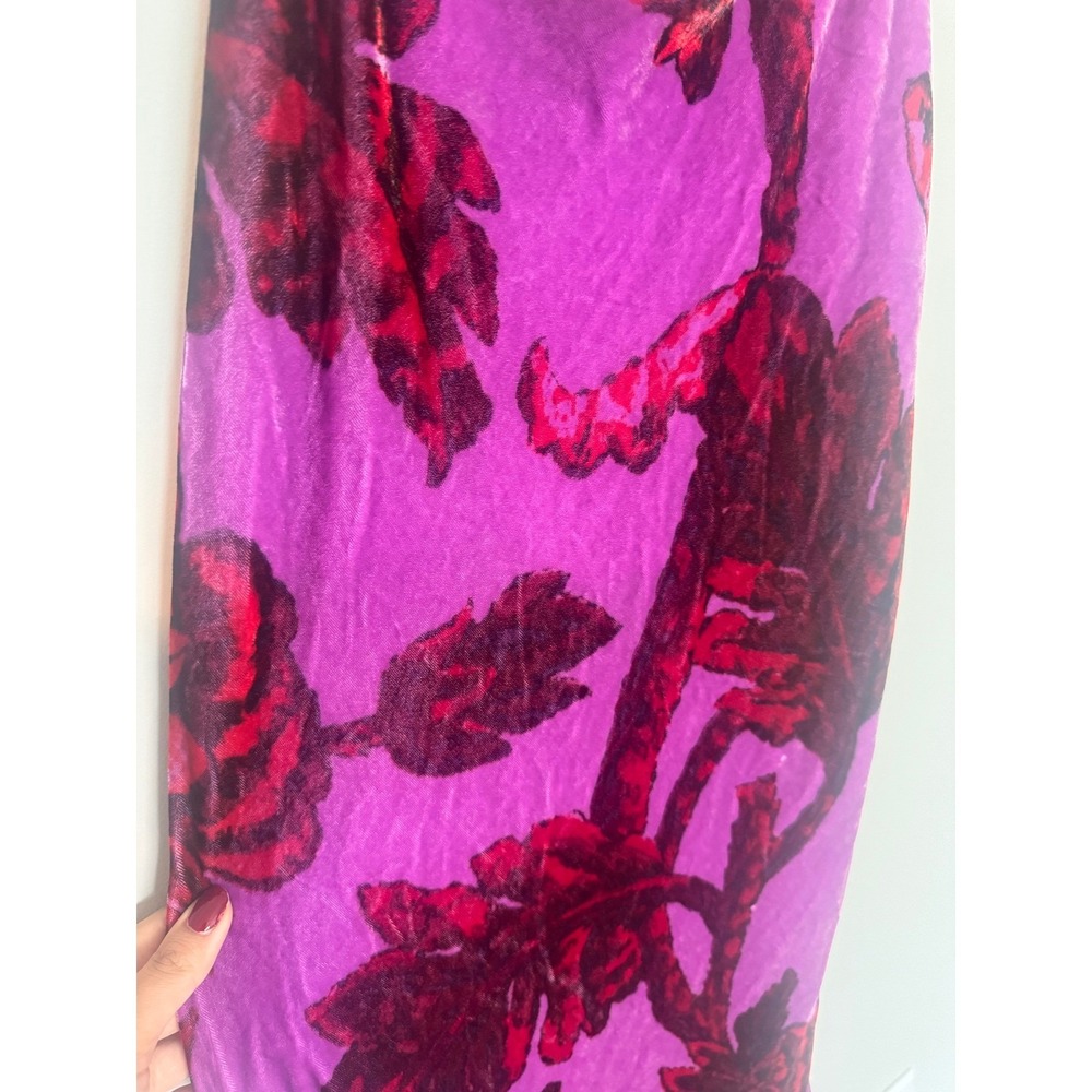 RHODE | Jemima Dress Womens 4 Purple Velvet Burnout Floral Midi Slip Dress NEW - Picture 3 of 6